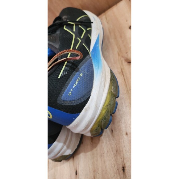 ASICS GT-1000 12 Men Size 12 Glow Black Blue Yellow Running Shoes 1011B631-002